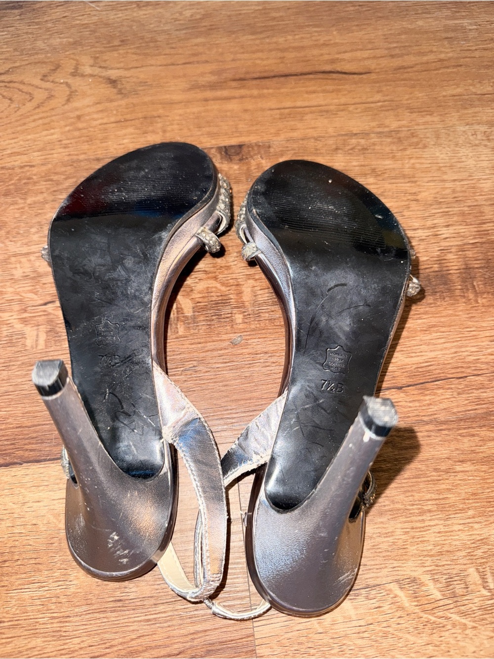 Caparros Silver Rhinestone Slingback Heels - Picture 7 of 9